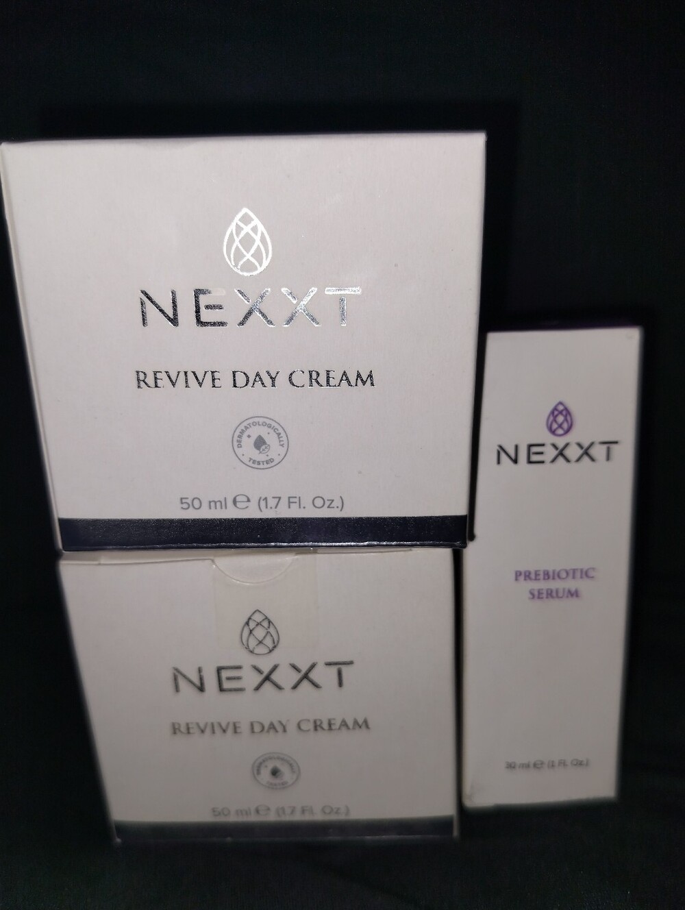 2 NEXXT Revive Day Creams & NEXXT Prebiotic Serum Bundle